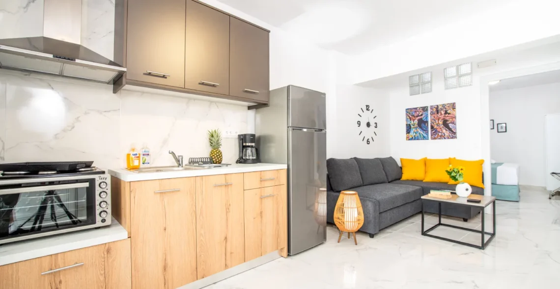 Athinais Suites A4: Living Room and kitchen